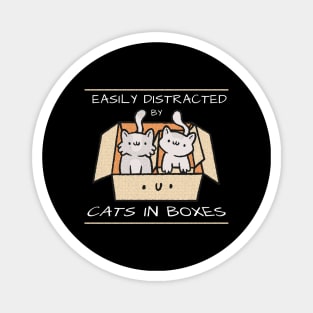 Easy distracted by cats in boxes Magnet